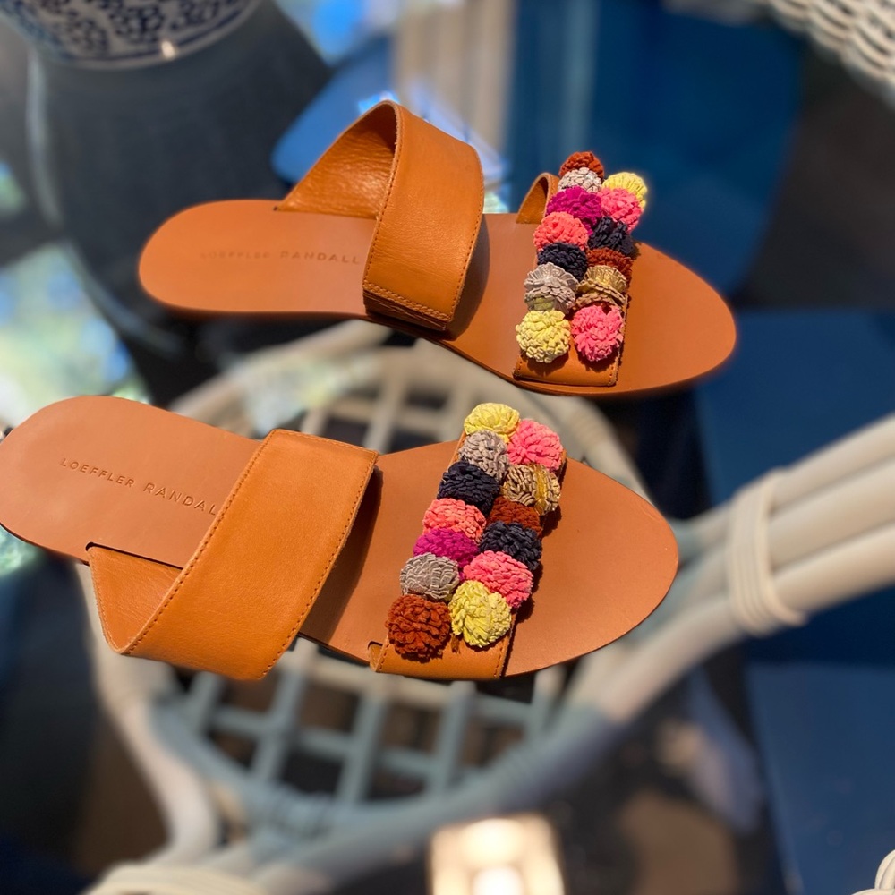 Loeffler Randall Clem Pom-pom slide sandal